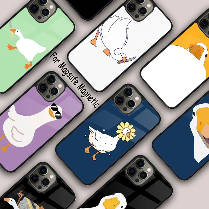 

Cartoon D-DucK Goose Game Magnetic Phone Case For APPLE iPhone 16 14 13 12 11 Pro Max 15 Plus Wireless Charge With MagSafe Cover