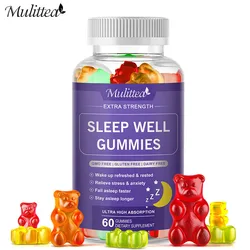 Mulittea Sleep Well Gummies  for Deep Sleep with 5mg Melatonin Per Gummie Support Immunity - Delicious Mixed Berry Flavor