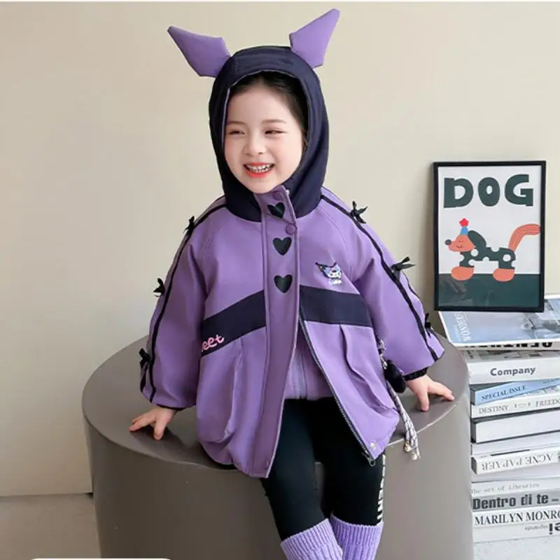 

Kuromi для девочек, аниме Kawaii Stormtrooper, осень-зима, новая детская толстовка с героями мультфильмов, корейское издание, пальто из 2 предметов, модные милые топы