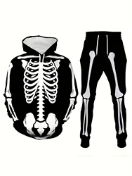 Halloween Suits Sport Loose Boy Kids Outdoor  Skull Pattern Fashion Novelty Pajamas Loungewear  Long Sleeve Sweatshirts Jogger