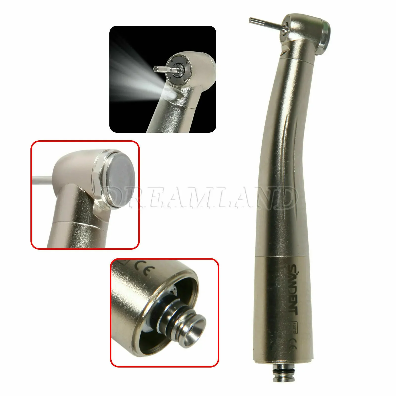 Dental Fiber Optic High Speed Handpiece LED Four Water Spray Ceramic Turbine Fit NSK 6Hole Pin Quick Coupler