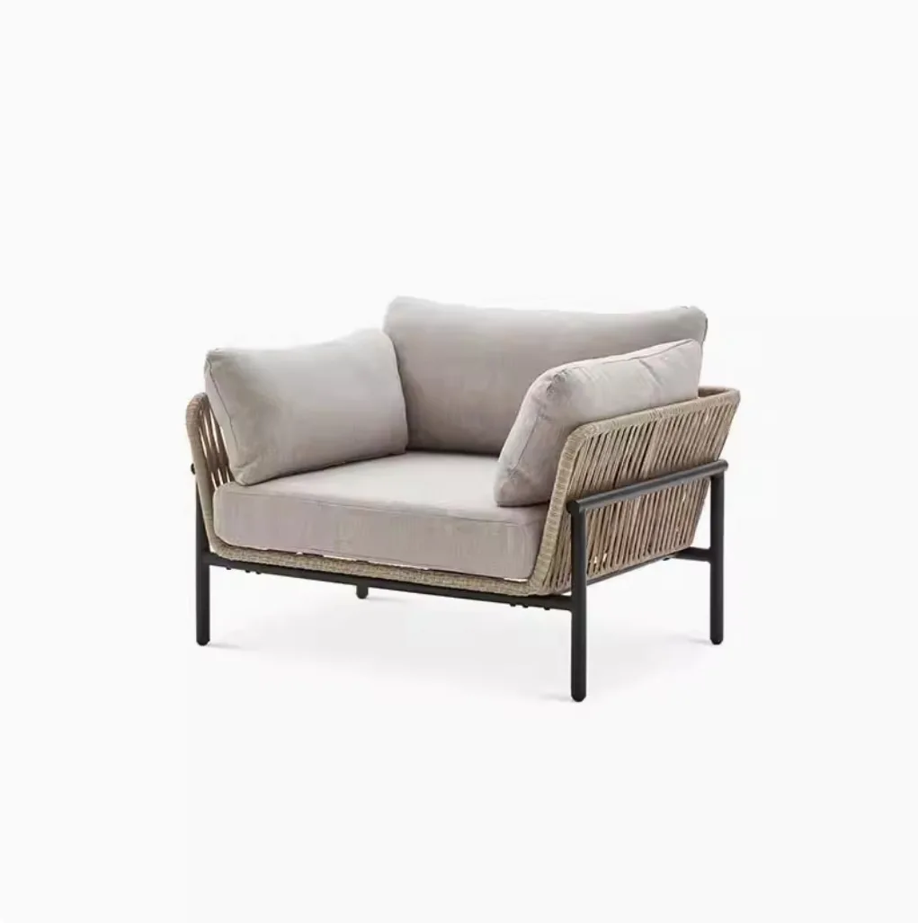 Outdoor sofa courtyard open-air sunscreen waterproof leisure balcony outdoor tea table three-person rattan furniture homestay
