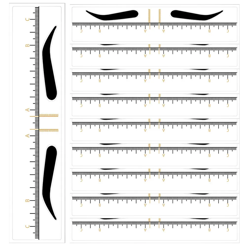 50pcs Eyebrow Ruler Brow Shaping Template Tattooing Mapping Tool Drawing Guide Disposable Stickers Makeup Accessory
