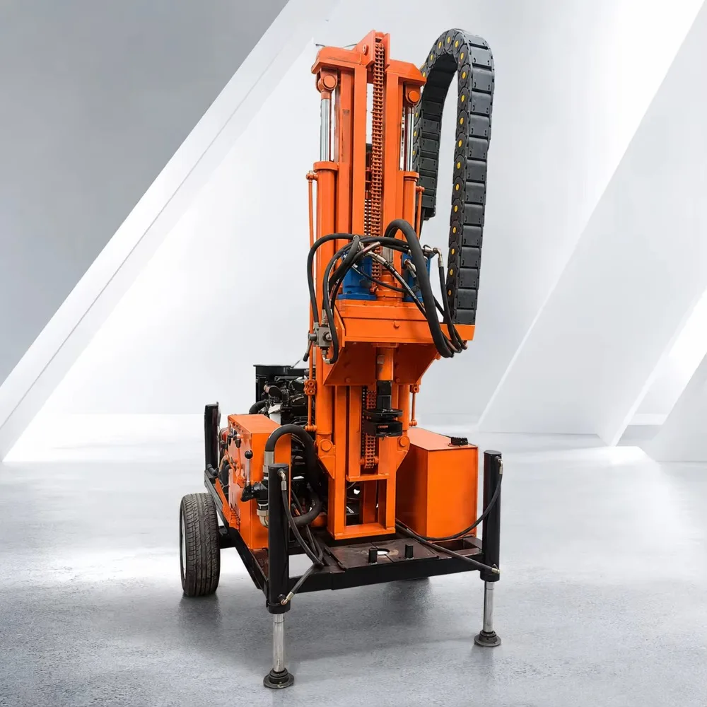 FY-260L Pneumatic Portable Farm Use Water Well Drilling Rig 260-meter Max Depth Engine Gearbox Pump 22HP Wheels Easy