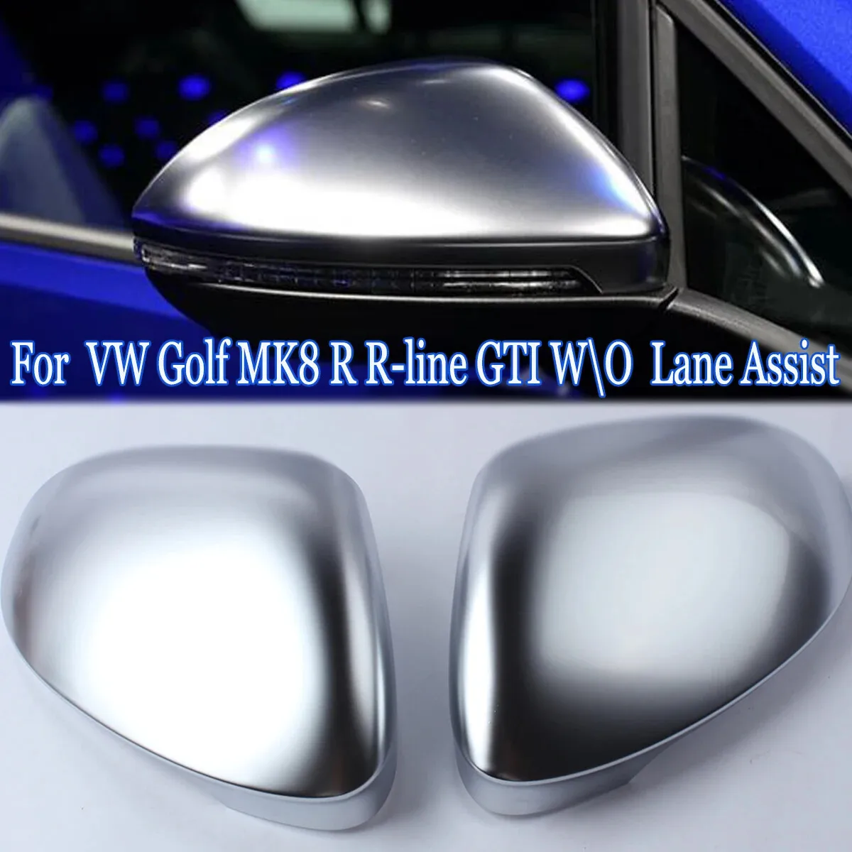 

2X Silver Rearview Side Mirror Cover For VW Golf 8 MK8 VIII R R-line GTI GTE GTD
