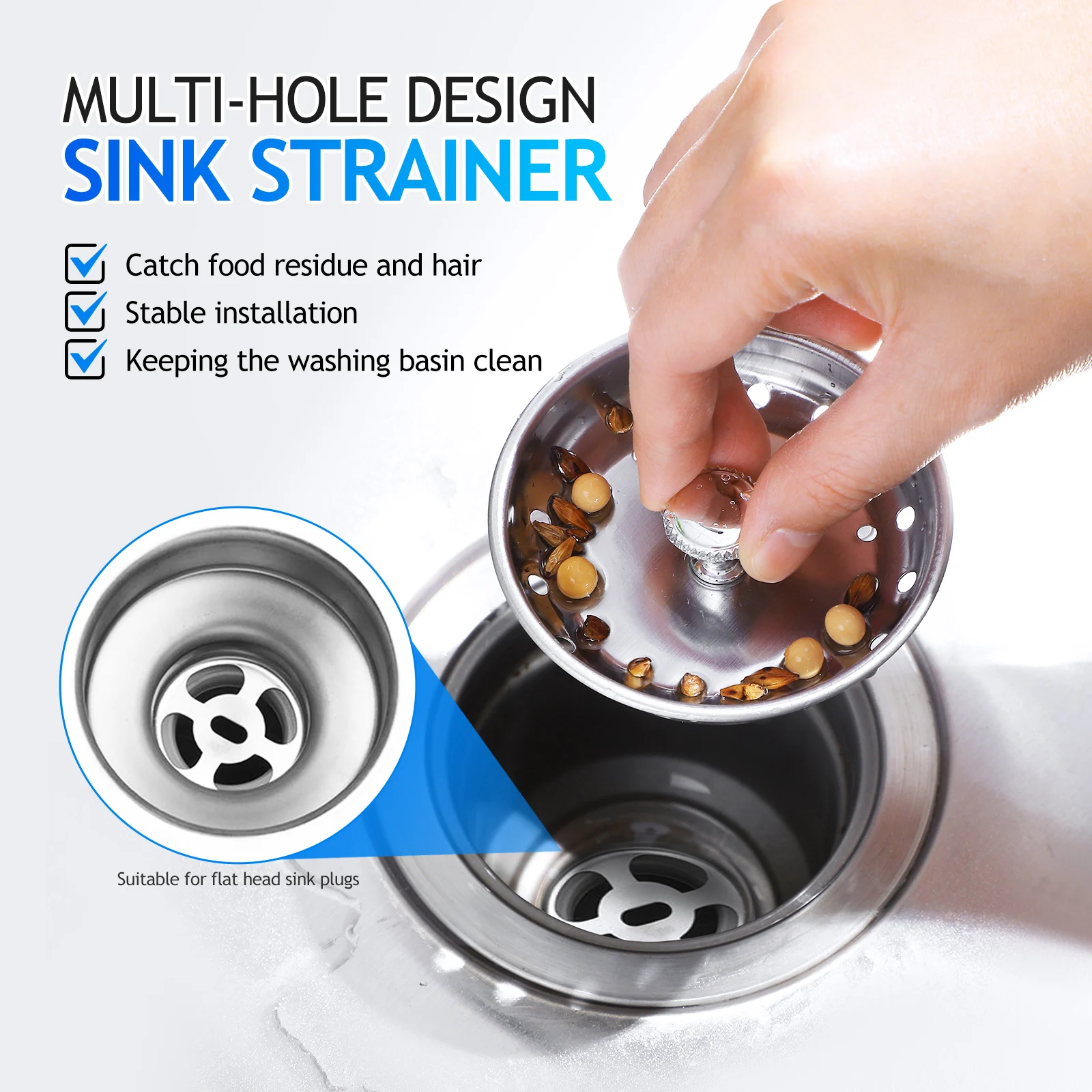 

2pcs Strainer Kitchen Stopper Catcher For Kitchen Filter Hair Catcher Drain Plug Sink Sink Hair Catchers Accessories