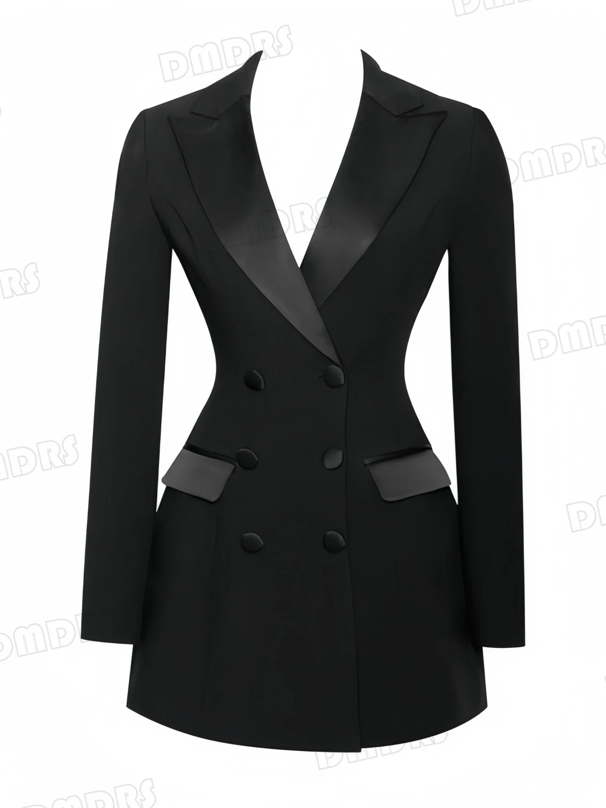 Solid Slim Fitting Suit Dress for Women, Double Breasted Women's Suit Blazer, Notch Customized Formal Suit Jacket