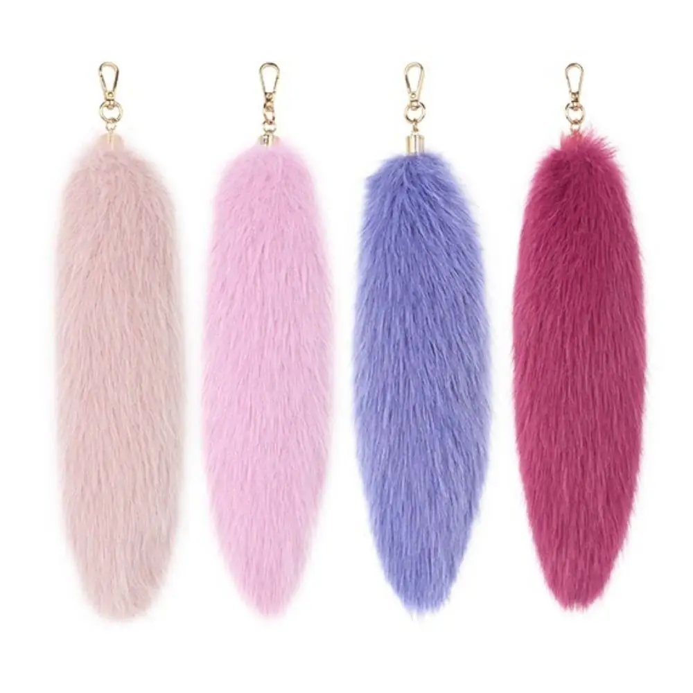 

Fashion Long Hair Fur Tails Pendant Bag Charms Keys Holder Tail Hanging Keychain 31cm Fluffy Plush Tail Keyring Women Ladies