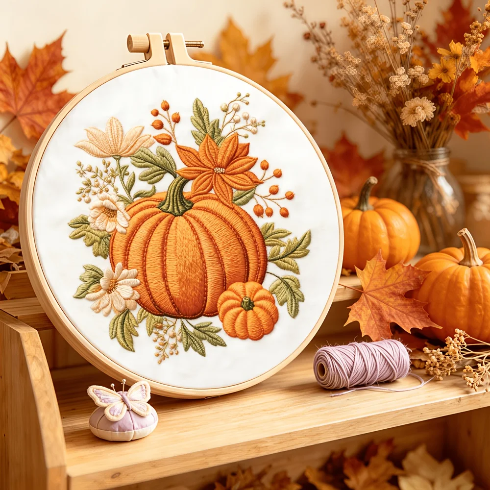 Embroidery Stitch Practice Kit For Adults Beginners Pre‑Printed Cloth Bamboo Hoop Thread Needles Hand‑Stitching Learning Craft