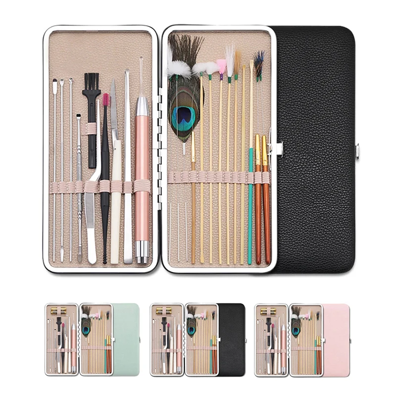 23PCS Ear Wax Removal Forceps Flashlight Tool Kit Ear Pick Earwax Remover Spoon Ear Canal Cleaning Care Tools with LED Light B1