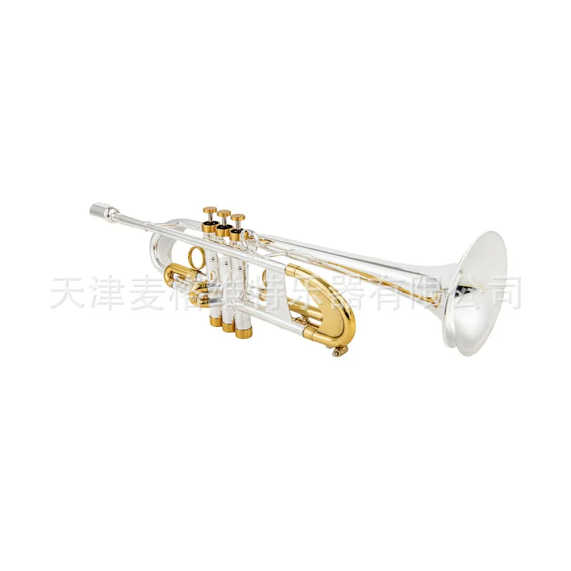 Weighted Trumpet Instrument B-flat Tri Silver Plated Trumpet Instrument Novice Beginner Band Student Grade Test