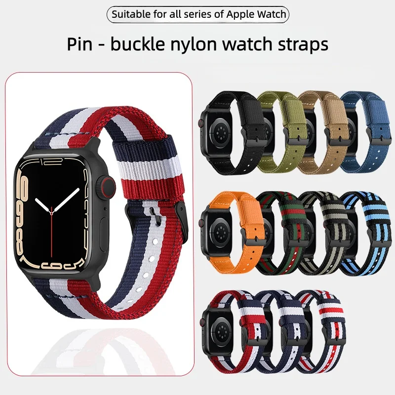 Nylon Strap for Apple Watch Band Ultra 49 45 44 41 42 40 38 46mm Buckle Bracelet for IWatch Series 10 9 8 7 6 SE 5 4
