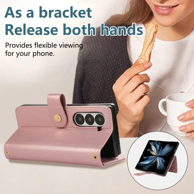 Handgelenkriemen-Brieftasche mit Kartenhalter Handyhülle für Samsung Galaxy Z Fold 8 Ultra 7 6 5 4 Fold6 Fold5 Lederhülle – Detail 7