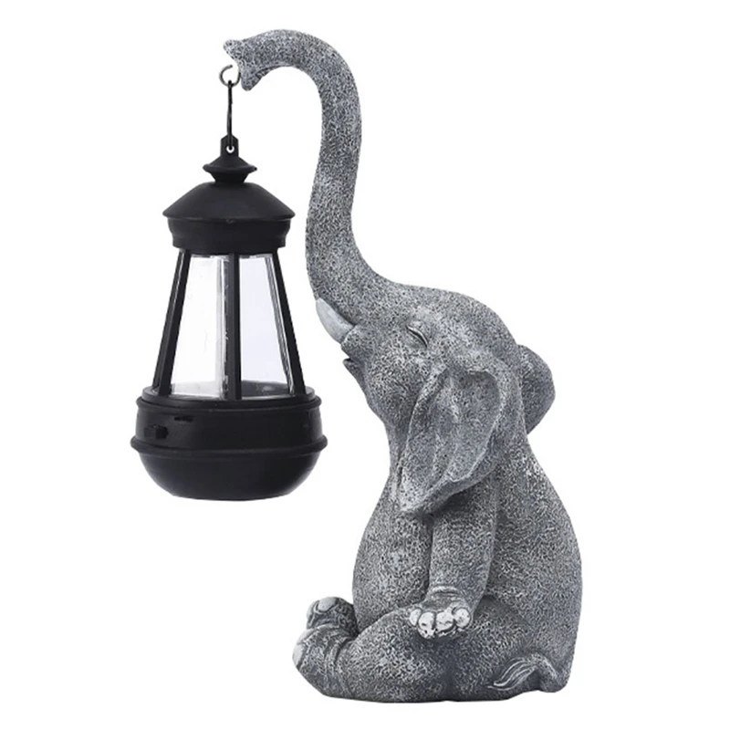 

Elephant Solar Lamp Decoration Waterproof Solid Resin Craft Elephant Ornament Statue Yard Balcony Garden Figurine Lamp Durable