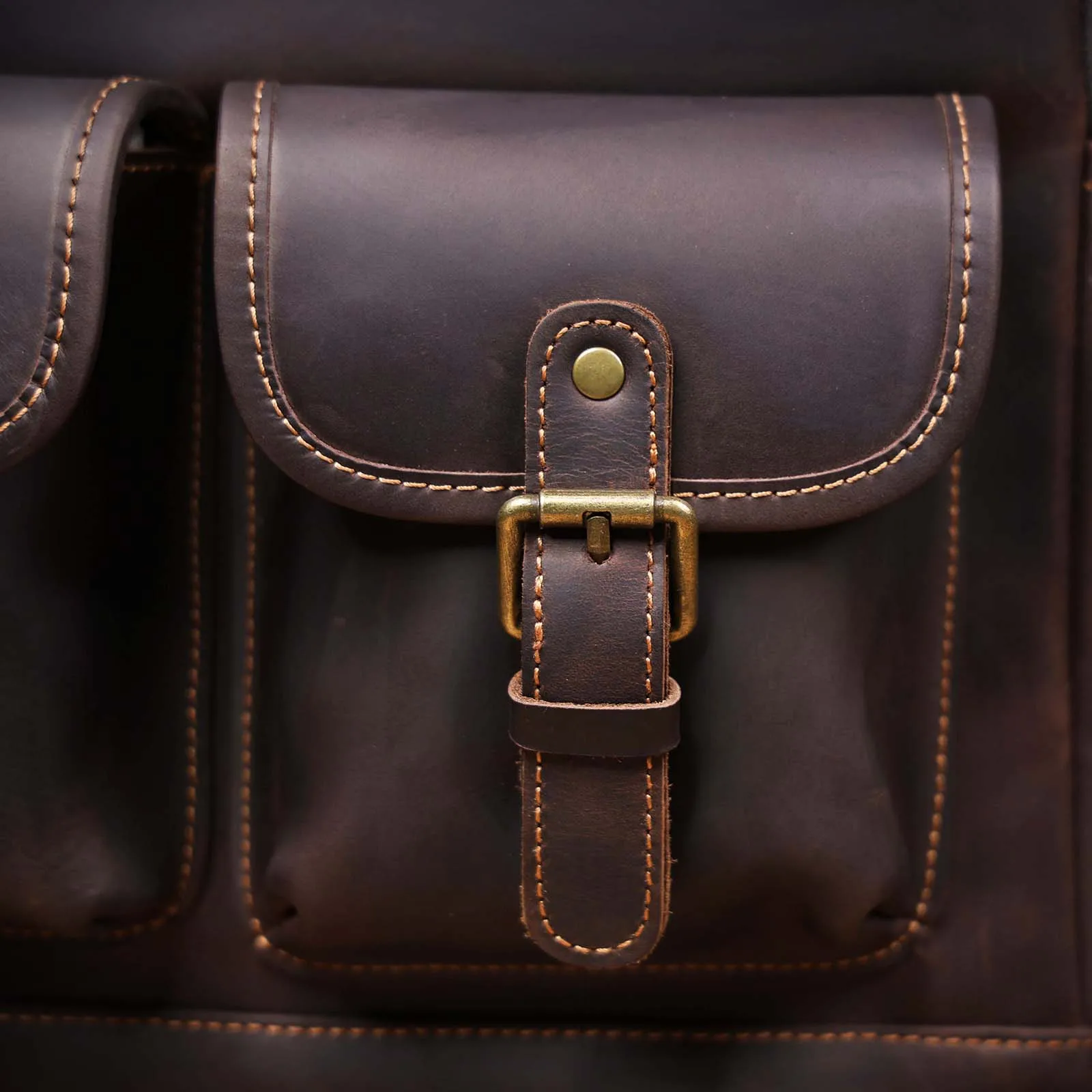 S.WORKER Vintage Echtleder-Rucksack 16" Laptop-Tasche Lässige Crazy-Horse-Leder-Schultasche Outdoor-Reise-Weekender-Tasche – Detail 15