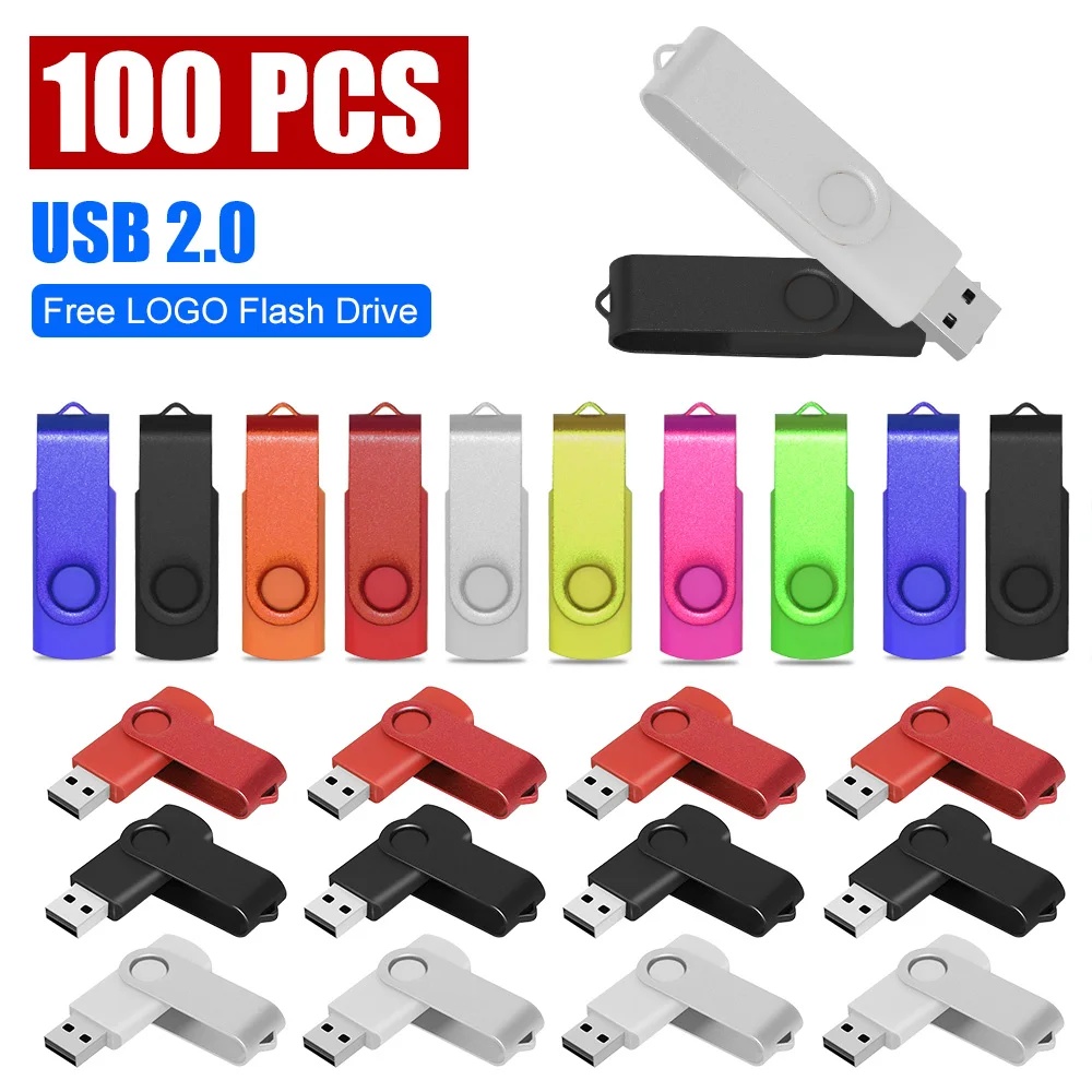 100PCS/LOT Free Custom Logo USB Flash Drive 4gb 8gb 16gb Business gift Memory Stick 32GB Creative Gift Pendrive 128MB 256MB