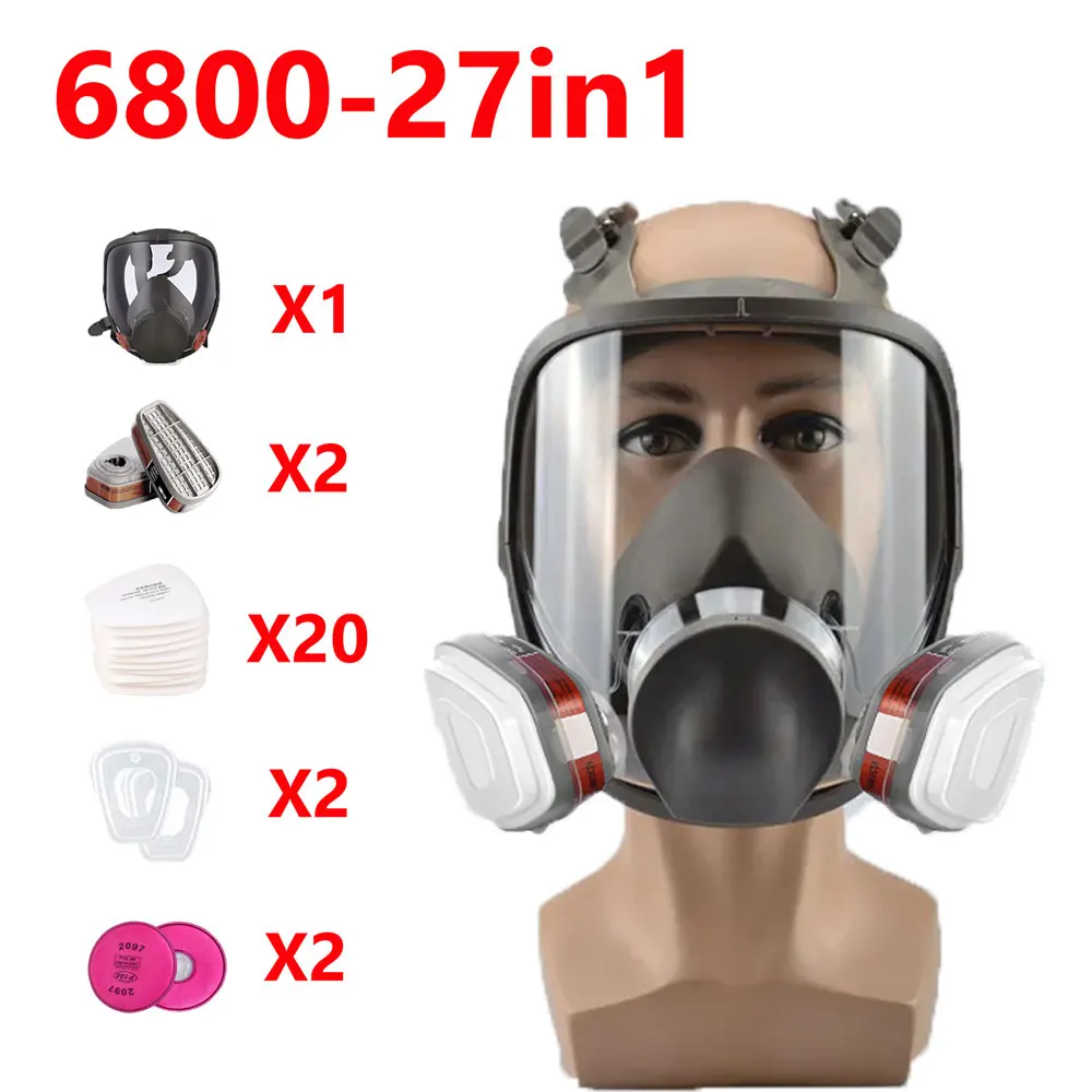 

6800, противотуманный противогаз, анфас, промышленная окраска, распылительный респиратор, безопасный рабочий фильтр, пыленепроницаемый, защита от формальдегида