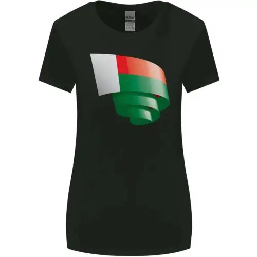 Curled Madagascar Flag Madagascan Day Football Womens Wider Cut T-Shirt