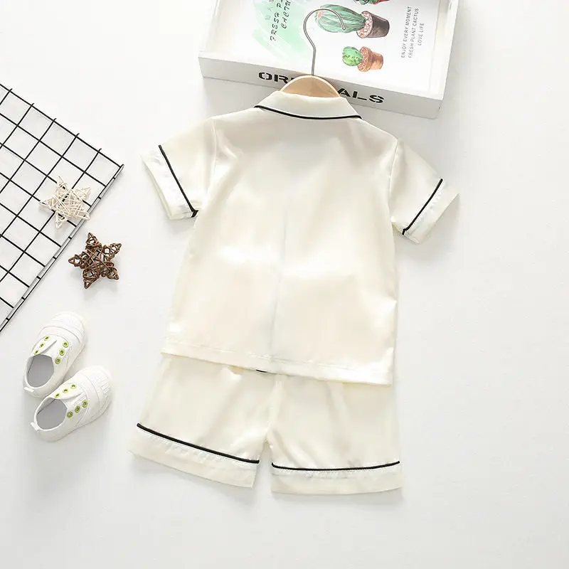 Conjunto de pijama para niño y niña, camisa de manga corta lisa, Tops, pantalones, ropa de dormir para bebé, 1, 2, 3 y 4 años