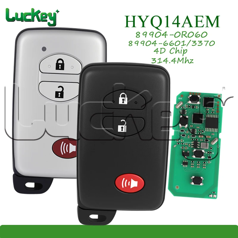 

HYQ14AEM Smart Car Remote Key for Toyota Land Cruiser Rav4 Car Key HYQ14AAB 660 4D Chip 314.4Mhz 89904-0R060 6601 3370 3 buttons