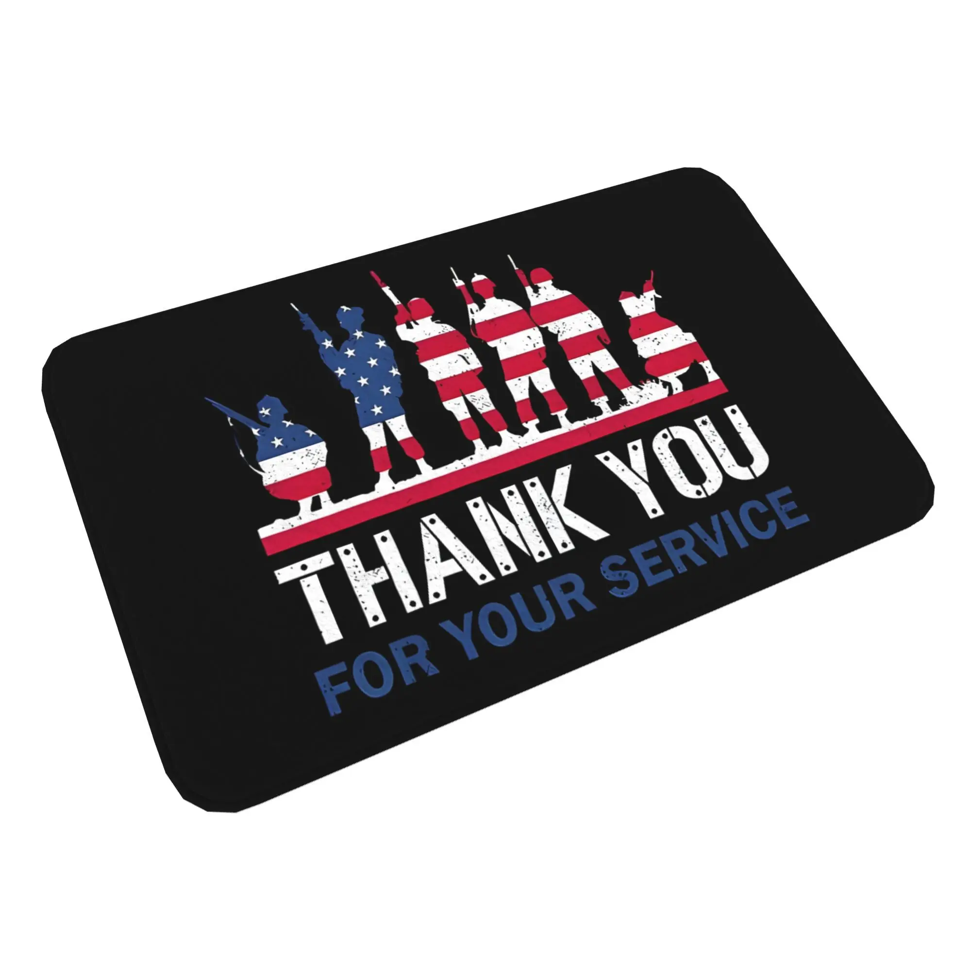 1pcs “Thank You For Your Service” Military Silhouette Doormat Black Background Non Slip Washable Home living room decoration