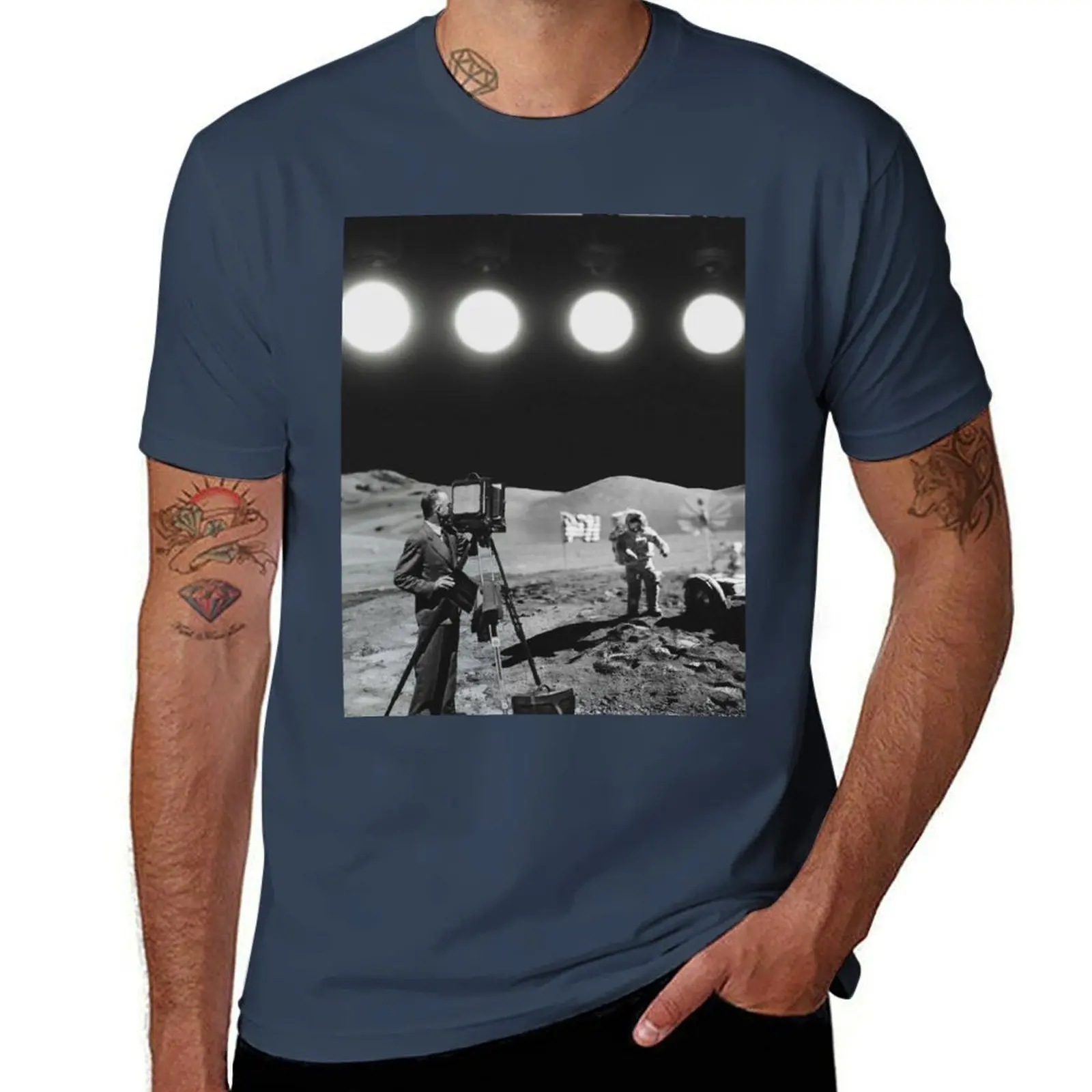 Fake Moon Landing T-Shirt Big Size Simple T-Shirt