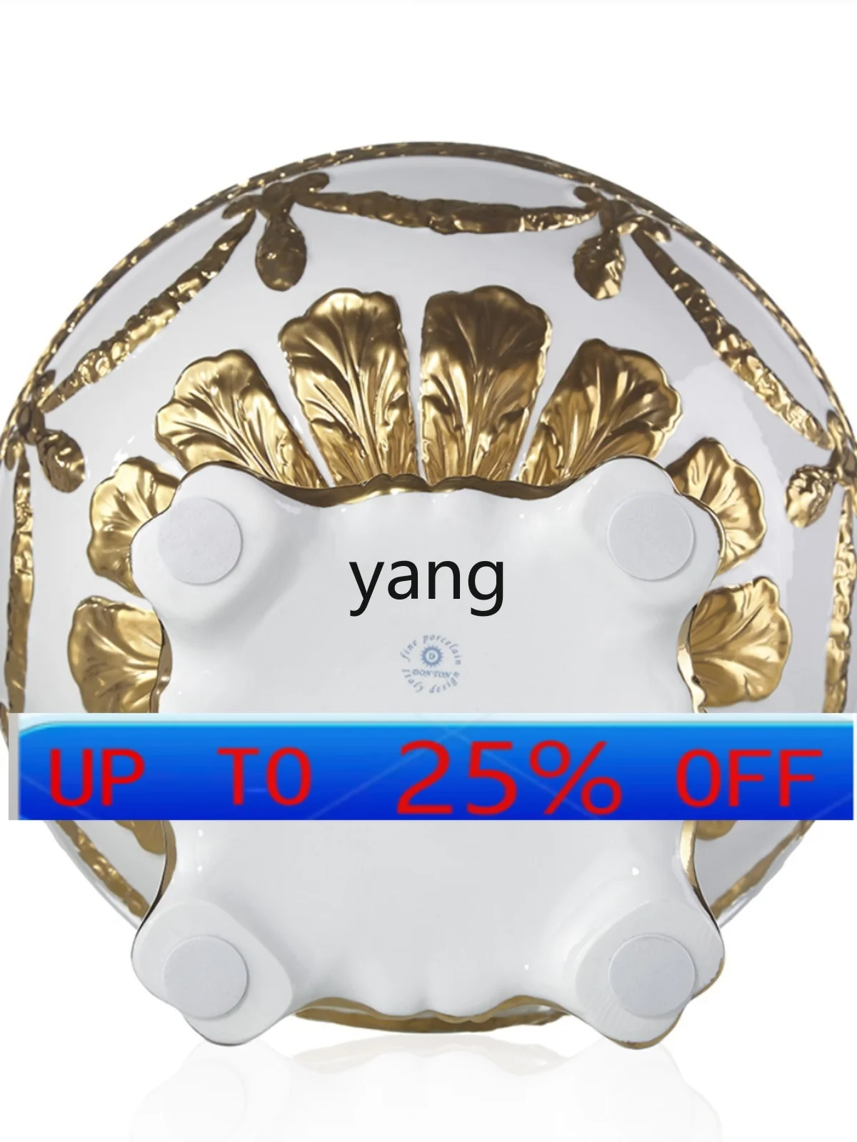 

CX Ceramic Gold White Copper Pattern Tall Fruit Bowl