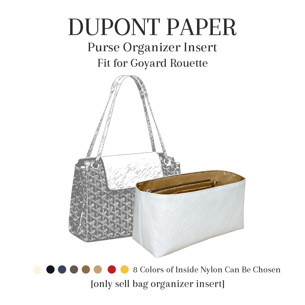 

Purse Organizer Insert Fit for Goyard Rouette, Dupont Paper Inner Liners Purse Storage Bag In Bag Zipper Inside Makeup Organizer