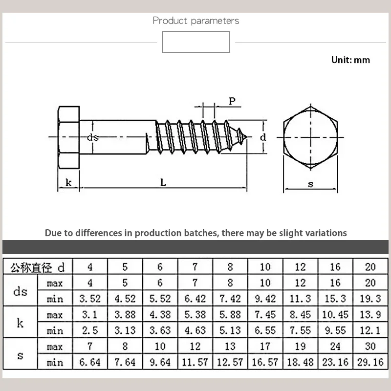 M8 M10 M12 Long 300mm Extended Self Tapping Wood Screw Galvanized Carbon Steel Outer Hexagon Extra Long Screw