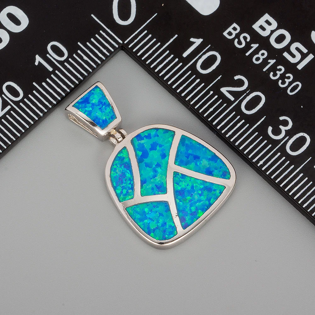 KONGMOON Irregular Shape Ocean Blue Fire Opal Jewelry for Women Pendant for Necklace image 2