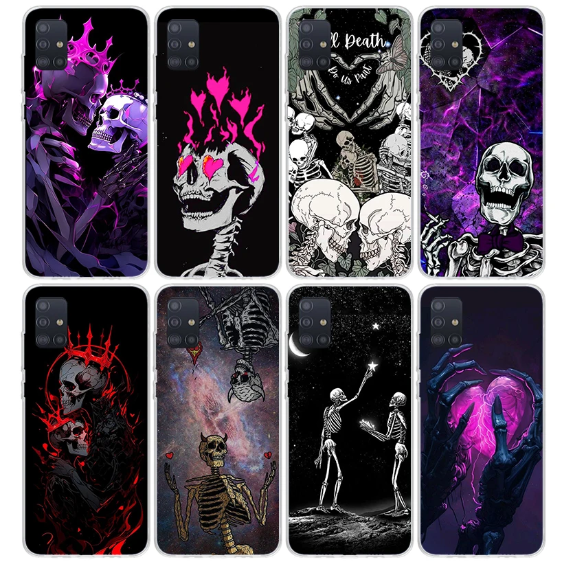 Anatomy Skeleton Heart Lovey Kiss Phone Case For Samsung Galaxy A51 A50S A71 A70 A41 A40 A31 A30S A20E A20S A21S A10S A6 A7 A8 A