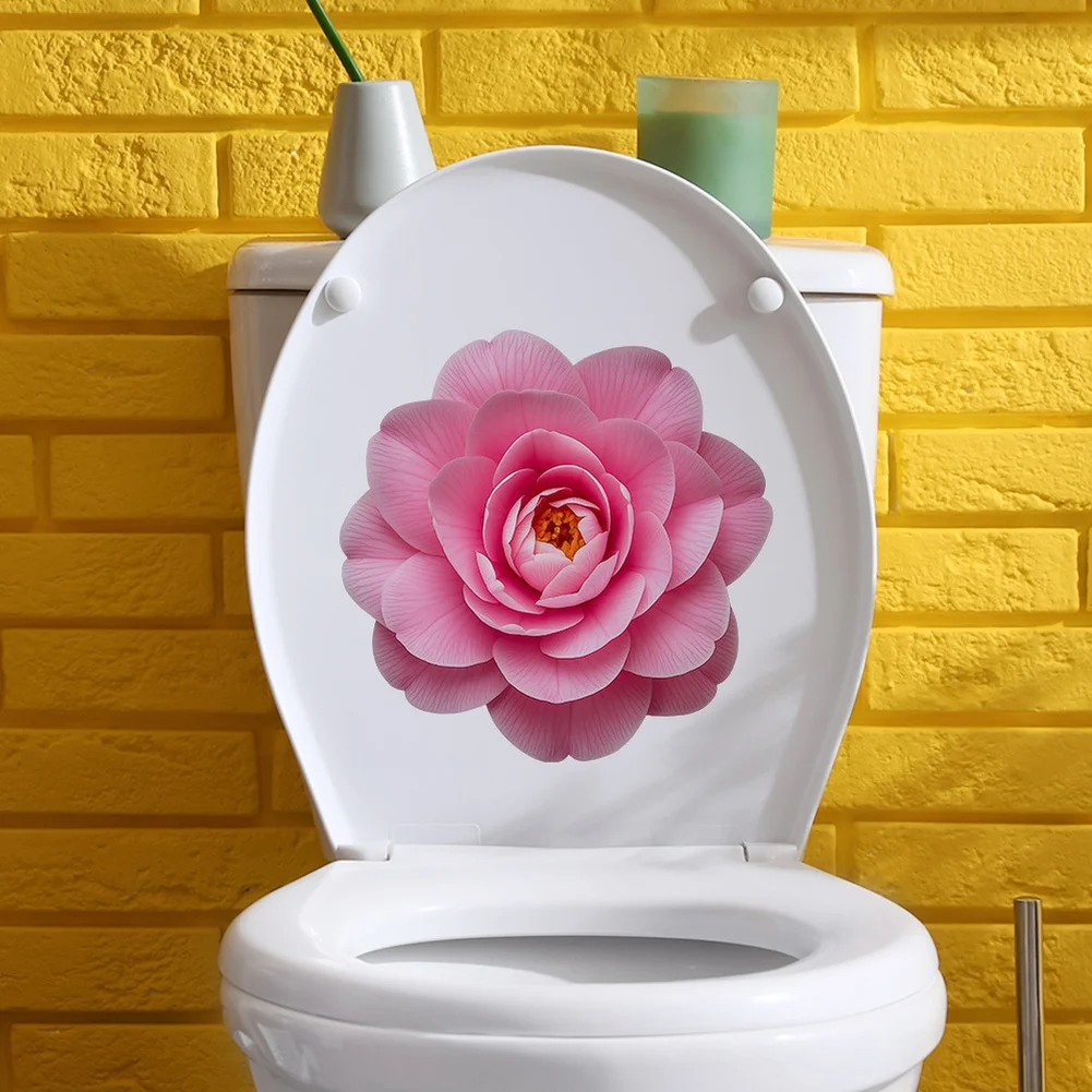 18*18cm Glow Camellia Decal Glow In The Dark Toilet Sticker Toilet Decal Glow-in-the-dark Luminous Dust Effect