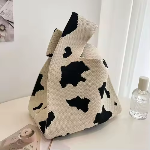 Women'S Knot Wrist Bag Handmade Knitted Bag Portable Mini Striped Tote Bucket Phone Bags Large Capacity Autumn Winter Handbags - Image 47