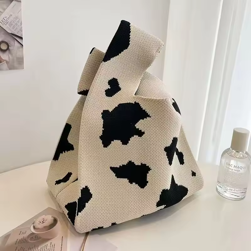 Women'S Knot Wrist Bag Handmade Knitted Bag Portable Mini Striped Tote Bucket Phone Bags Large Capacity Autumn Winter Handbags - Image 47