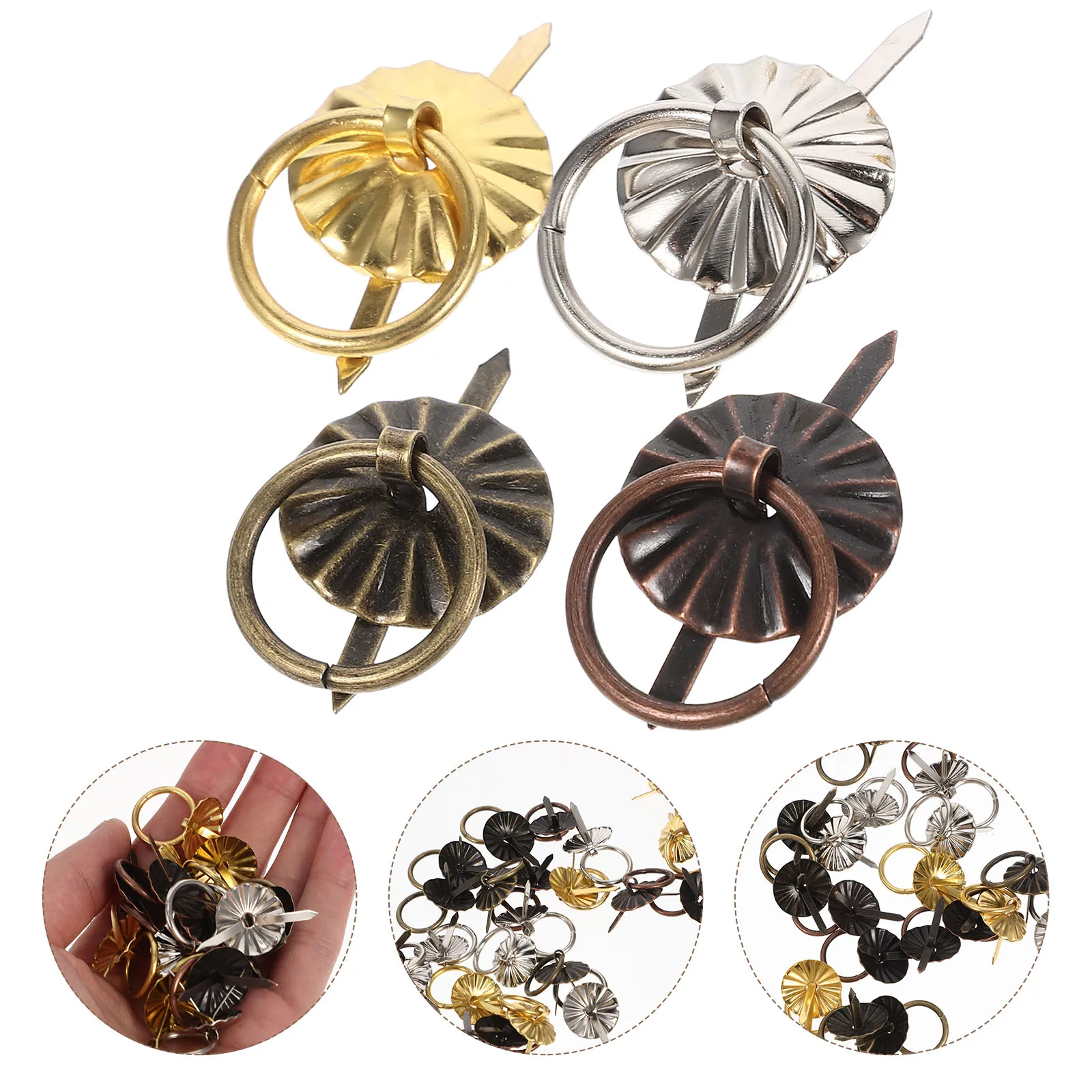

40pcs Furniture Handles Drawer Pulls Mini Metal Ring Knobs Iron Dresser Cabinet Hardware Vintage Pulls Door Knobs