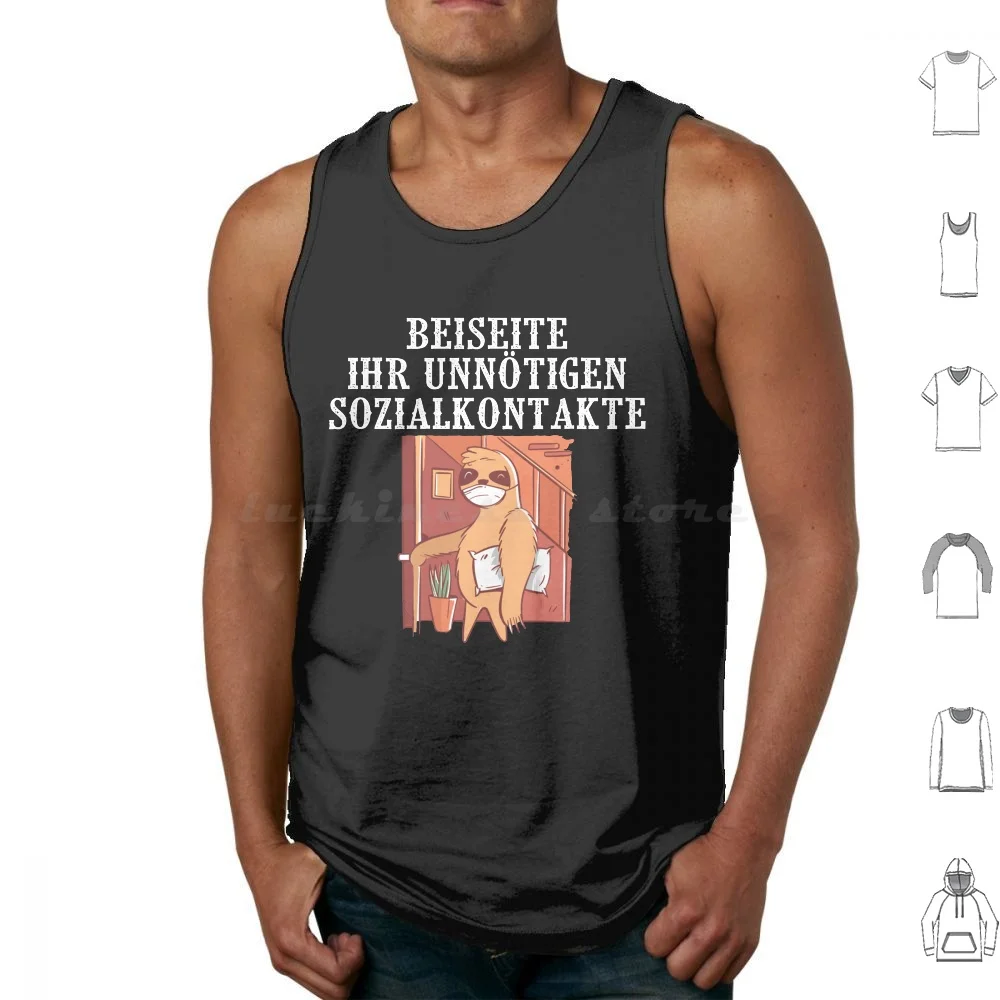 Witziger Spruch Faultier Abstand Halten Sozialkontakte Camisetas sin mangas Chaleco sin mangas Lustigem Faultier Sozialkontakte Lustiger