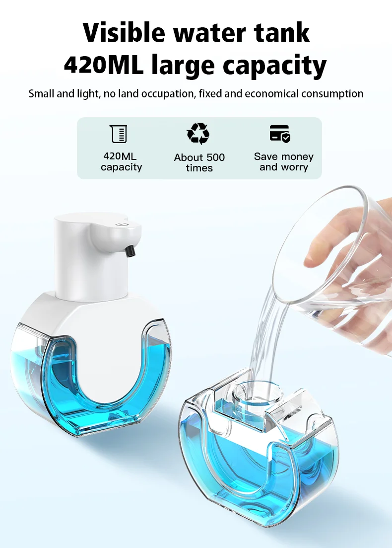 420ML Light Display 4-Gears Adjustable Control Infrared Induction Automatic Sensor Soap Dispenser Electric Hand Sanitizer Bottle