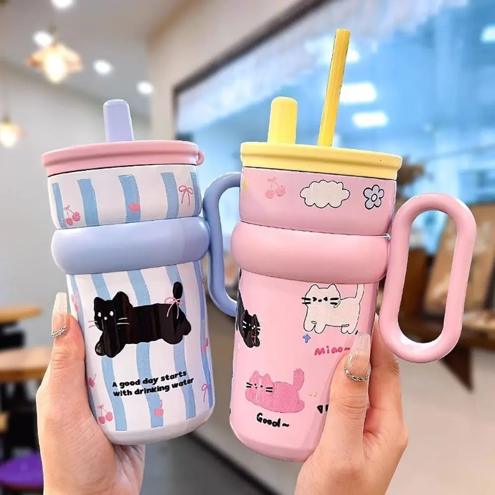 

540ml Insulated Water Bottle Large Capacity Cold Insulation Straw Water Cup 316 Stainless Steel Leak-proof Thermal Cup Traveling