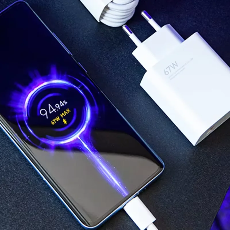 Xiaomi 67 واط شاحن محول الطاقة دعوى USB شاحن سريع للغاية محول الطاقة 2 في 1 67 واط محول الطاقة وكابل بيانات من النوع C