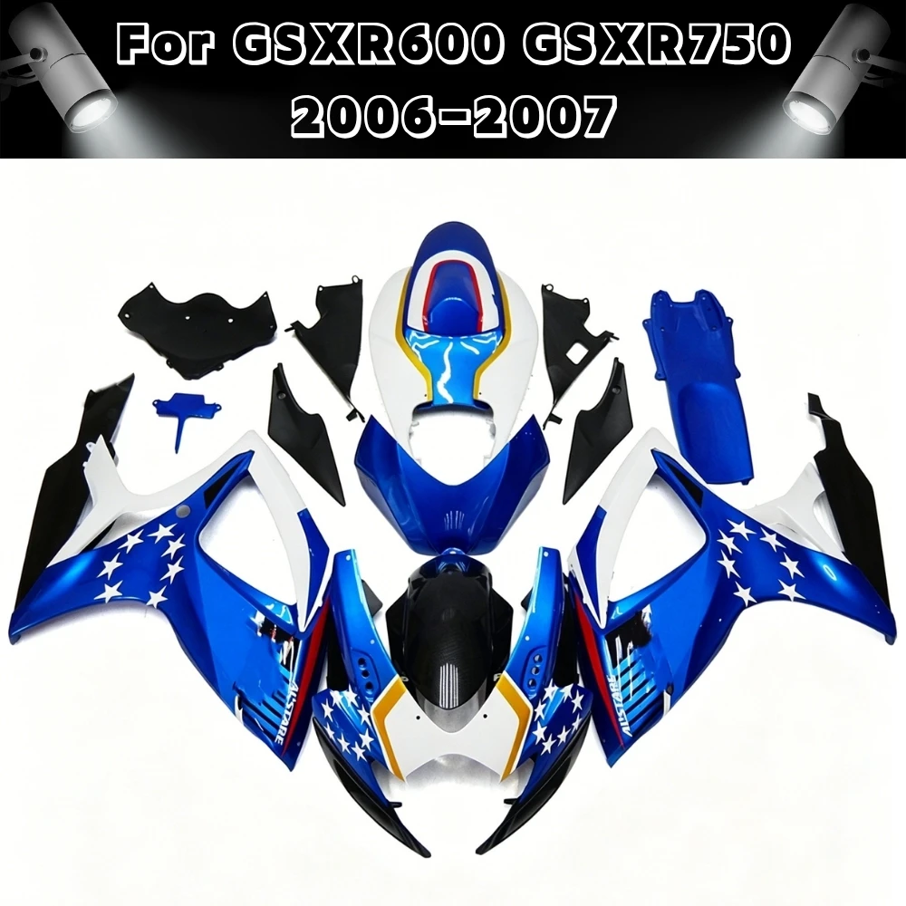 High Quality Blue Series ABS Injection Fairing Kit For Suzuki GSXR 600 750 2006 2007 K6 K7 Motorcycle Bodywork Set