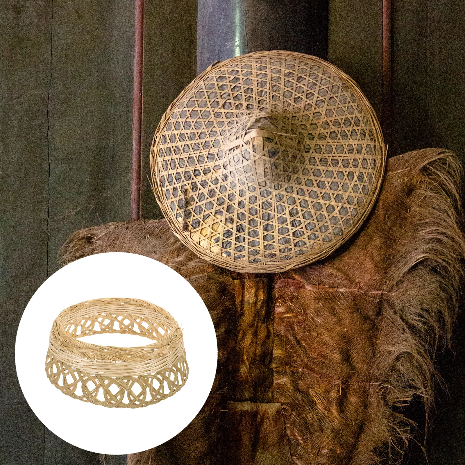 

6Pcs Farmer Hat Inner Bamboo Inner Loop Rice Hat DIY Material Holder Lightweight Durable Heawear Inside Ring