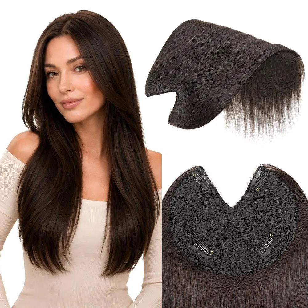 V Part Clip In Human Hair Extensions Invisible Clip On Toppers For Women Highlight Blonde Brown Brazilian Remy Hair 16Inch