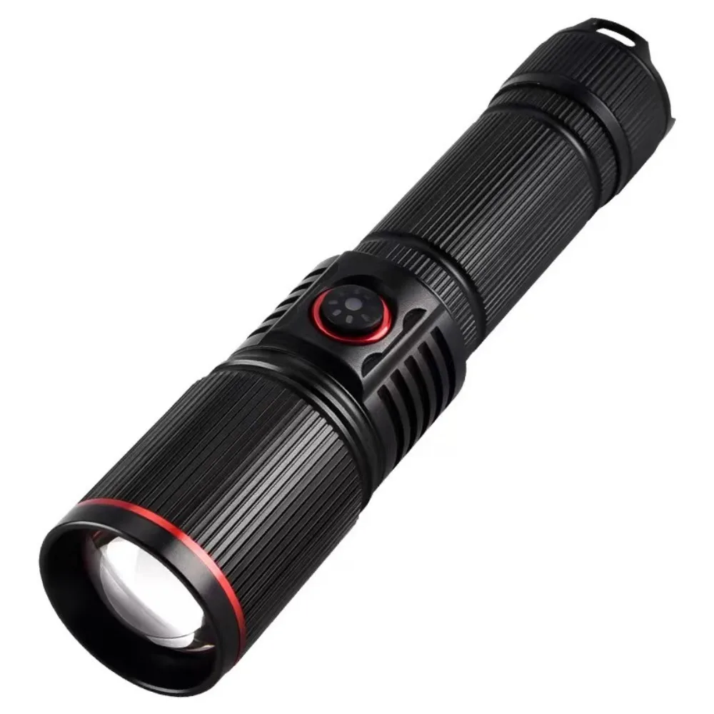 

Aluminum Alloy LED Flashlight Round Beam Light Telescopic Zoom Zoom Torch USB Rechargeable Long Range Powerful Flashlight