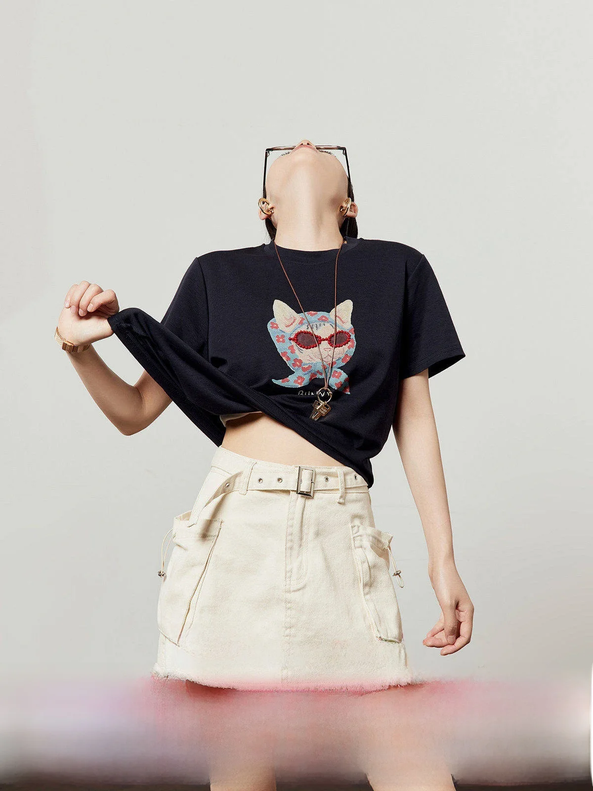 

Casual Blue T-irt Women's Summer New Design Print round Ne ort Sve Moisture ng Loose Fit Commute Sle