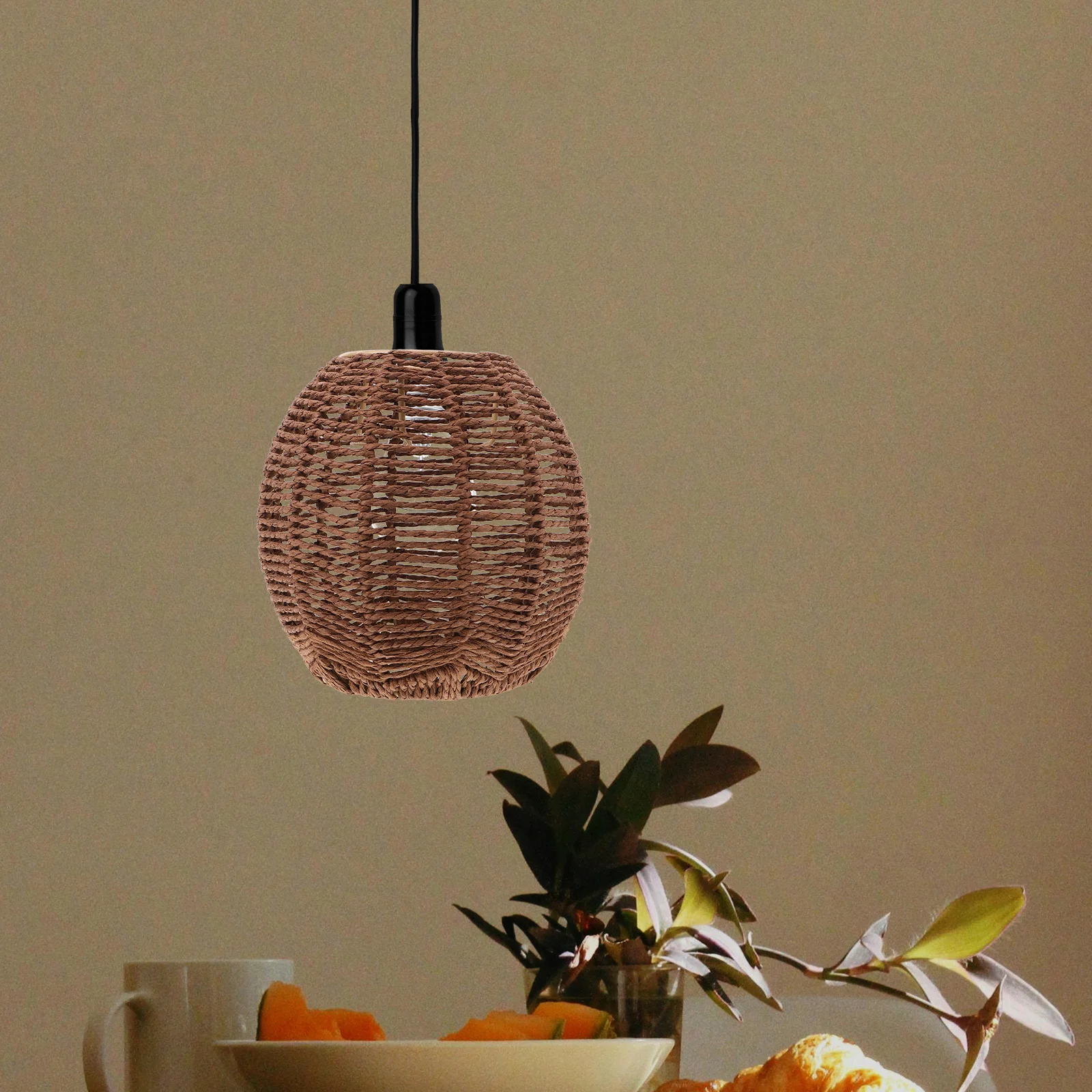 

Handwoven Paper Rope Lampshade Rustic Woven Pendant Shade Replacement for Ceiling Floor Lamp Chandeliers Decorative Light
