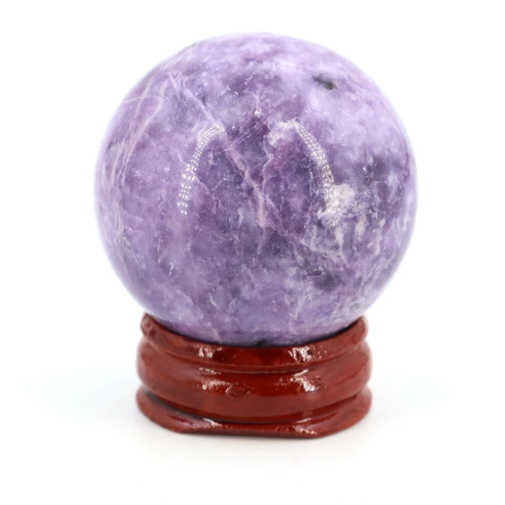 

40mm Natural Crystal Ball Lilac Lepidolite Polished Chakra Massage Sphere Gems Ball Reiki Healing Home Decor Crafts With Stand
