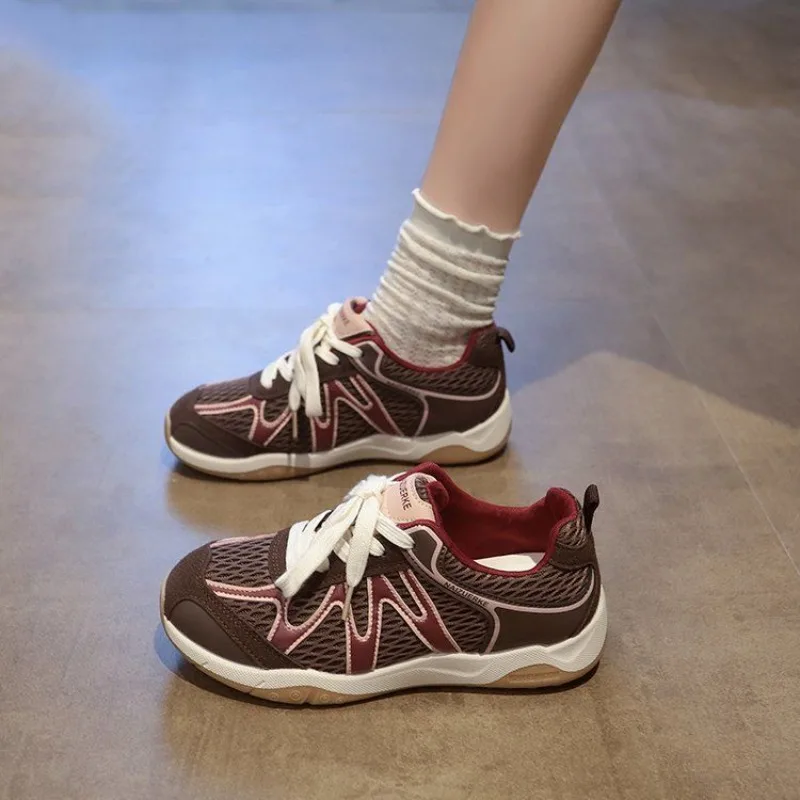 

2025 Spring Autumn New Arrival Women Casual Athletic German Training Shoes Mesh Breathable Spliced Niche Ins Trendy Design