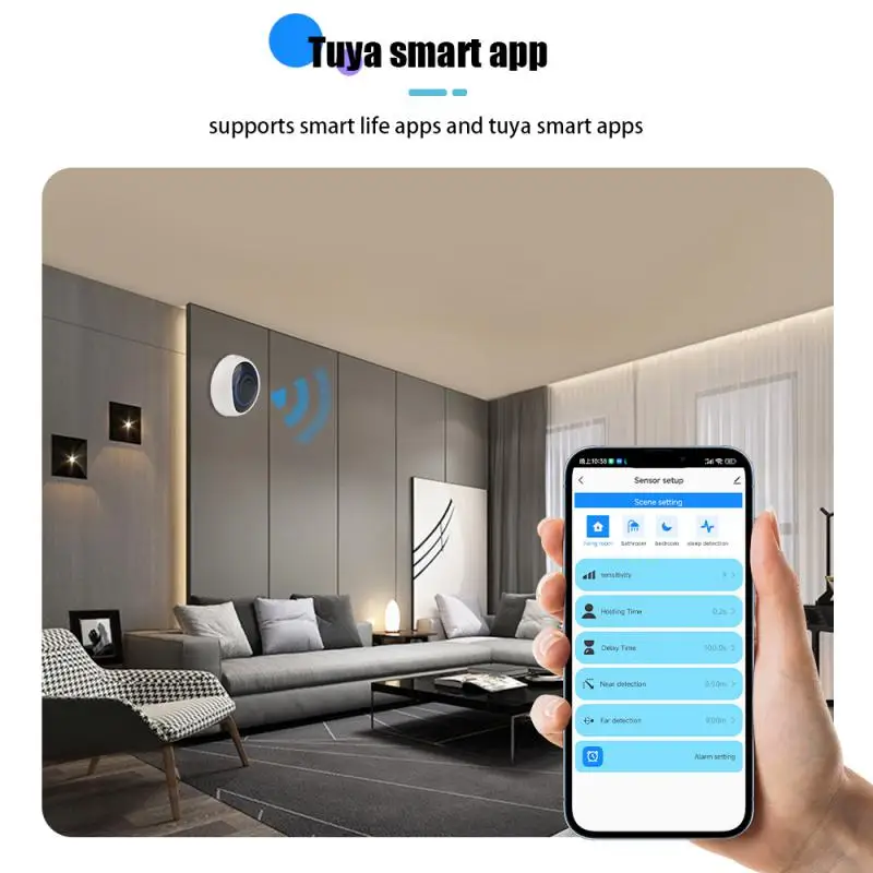 Tuya-Sensor de movimiento Zigbee, conexión inteligente, Radar de frecuencia de onda milimétrica, protección de seguridad, WiFi, 5,8G