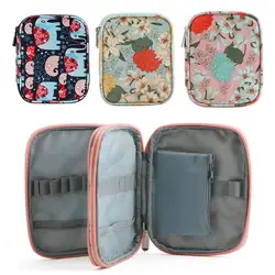 Printed Crochet Hook Case Travel Storage Zipper Bag for Various Crochet Needles