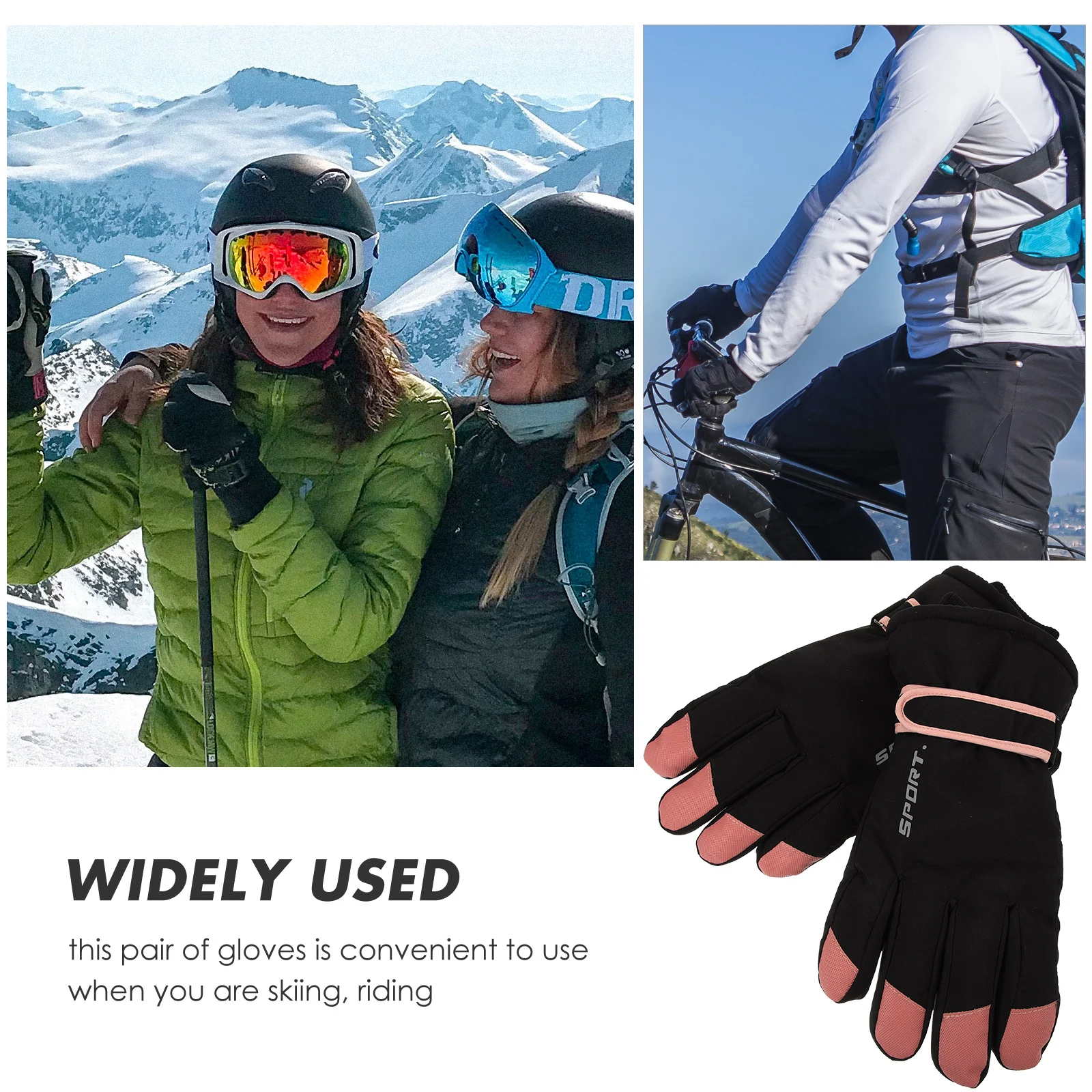 

2 Pcs Thick Warm Ski Gloves Waterproof Touchscreen Cycling Hiking Outdoor Sports Gloves